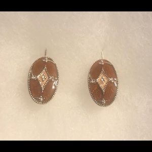 Napier Vintage Earrings. Bronze & crystal.